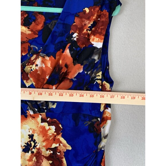 Lauren Ralph Lauren Womans Dress 18 Floral Faux Wrap V-Neck Ruched Sheath Midi - Picture 6 of 8